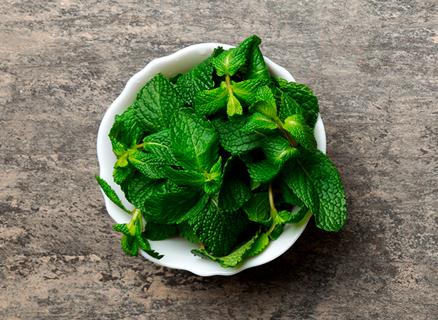 Dish with leaves