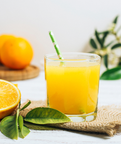 Fresh orange juice in glass
