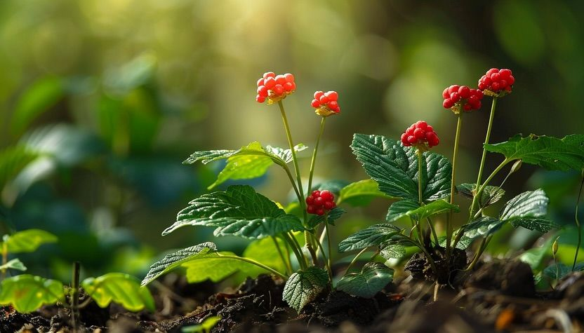 Ginseng berries on plant