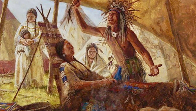 Native american ceremony painting