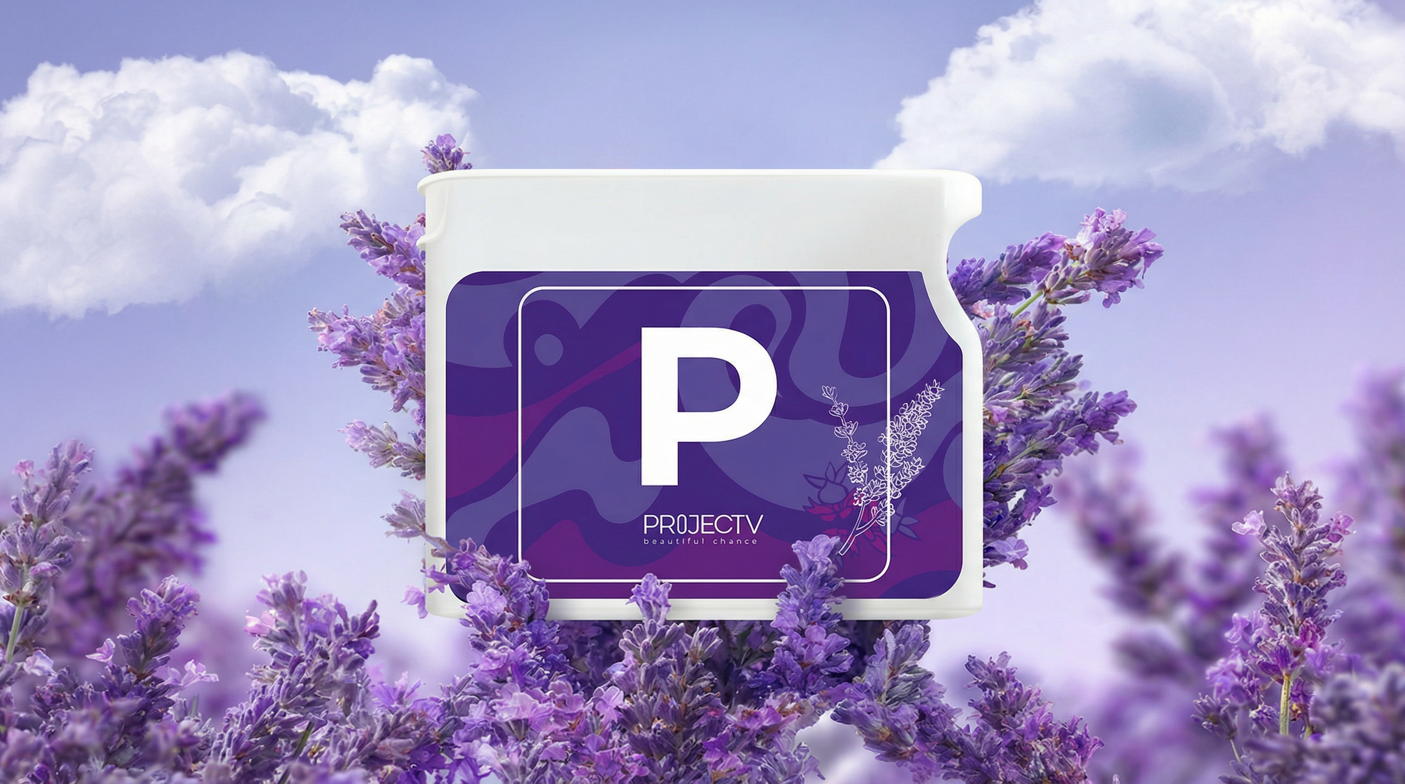 P jar in a lavender field