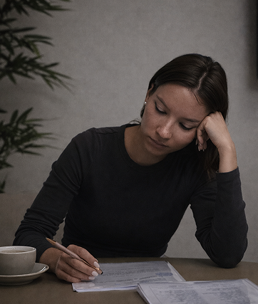 Woman in the black longsleeve is sad